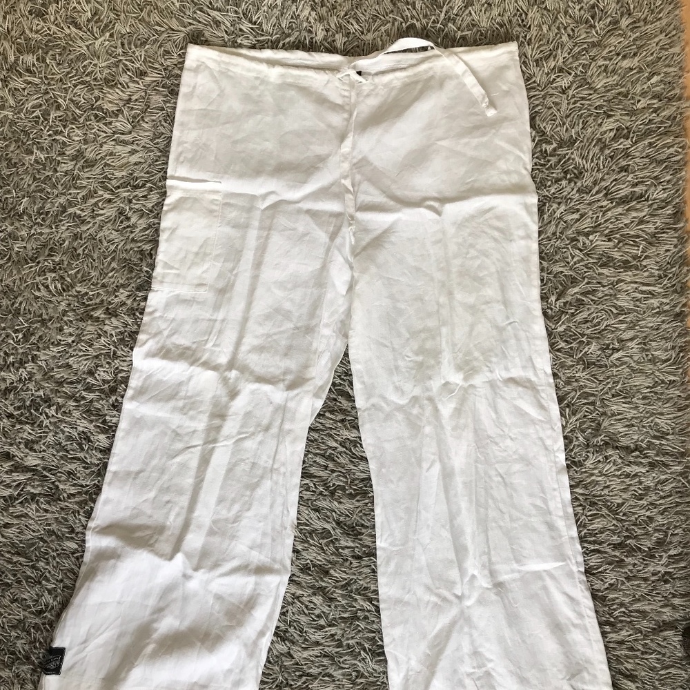 White linen pants